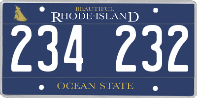RI license plate 234232