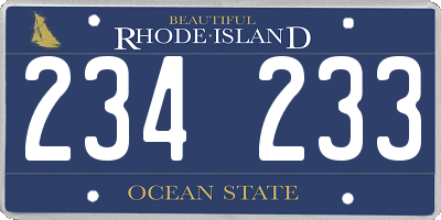 RI license plate 234233