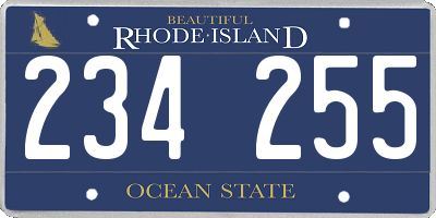 RI license plate 234255