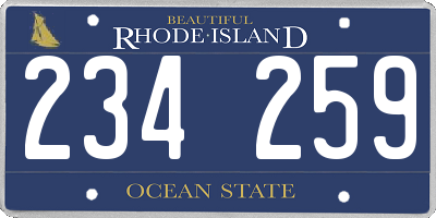 RI license plate 234259