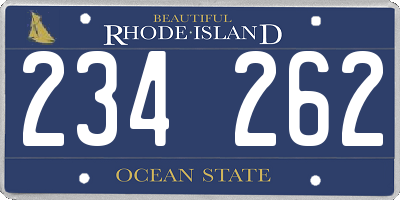 RI license plate 234262