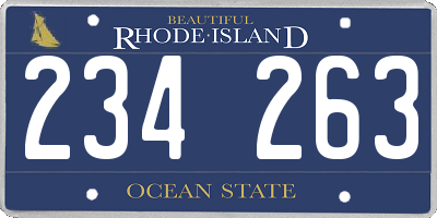 RI license plate 234263
