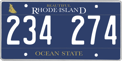 RI license plate 234274