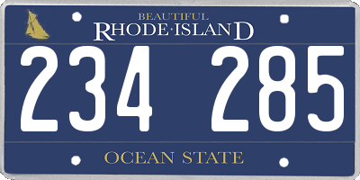 RI license plate 234285