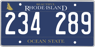 RI license plate 234289