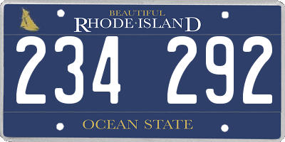 RI license plate 234292
