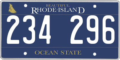 RI license plate 234296