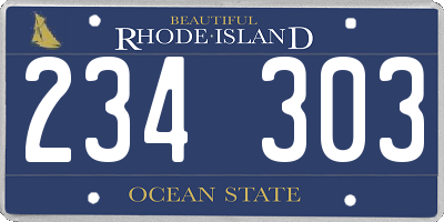 RI license plate 234303