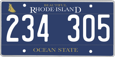 RI license plate 234305
