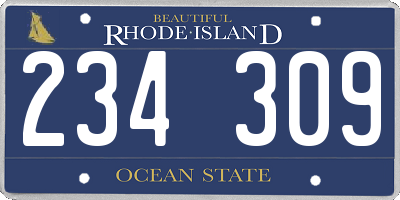 RI license plate 234309