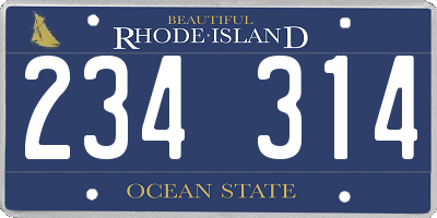 RI license plate 234314
