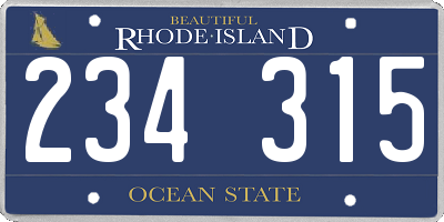 RI license plate 234315