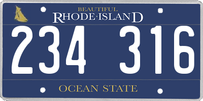 RI license plate 234316