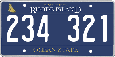 RI license plate 234321