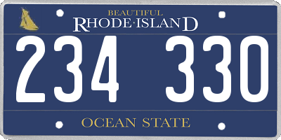 RI license plate 234330
