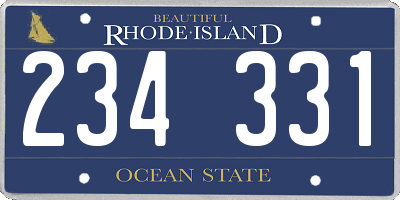 RI license plate 234331