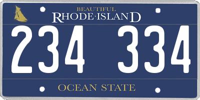 RI license plate 234334