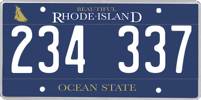 RI license plate 234337