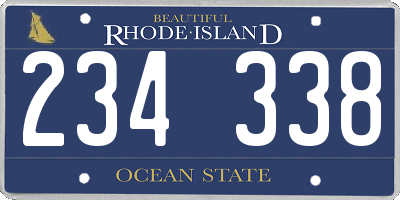 RI license plate 234338