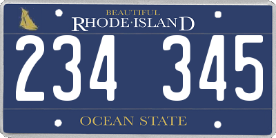 RI license plate 234345