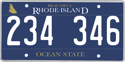 RI license plate 234346