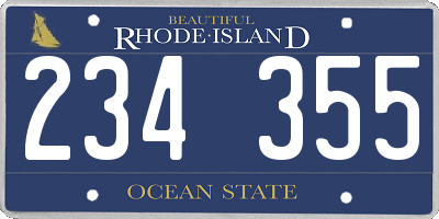 RI license plate 234355