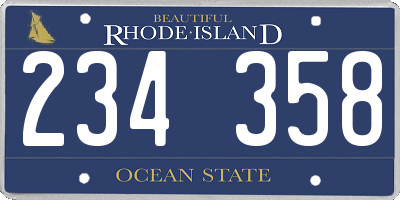 RI license plate 234358