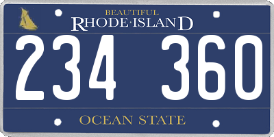 RI license plate 234360
