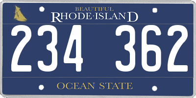 RI license plate 234362