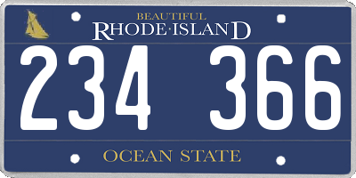 RI license plate 234366