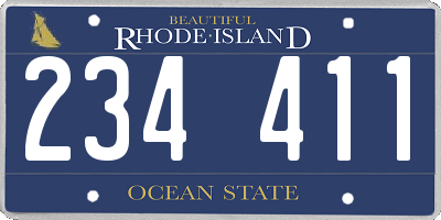 RI license plate 234411
