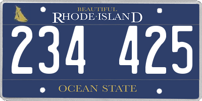 RI license plate 234425