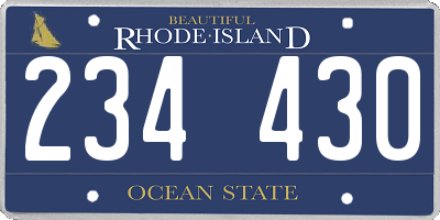 RI license plate 234430