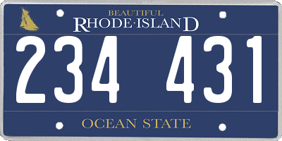RI license plate 234431