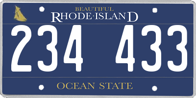 RI license plate 234433