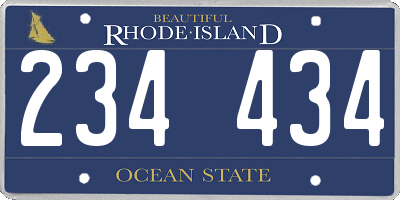 RI license plate 234434