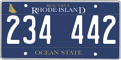RI license plate 234442
