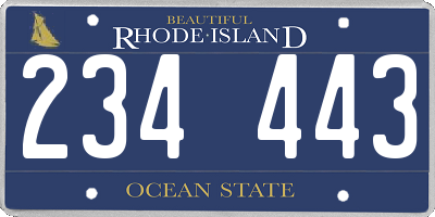 RI license plate 234443