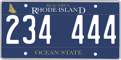 RI license plate 234444