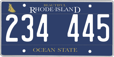 RI license plate 234445