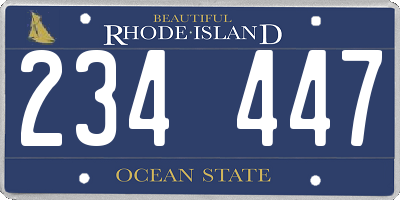 RI license plate 234447