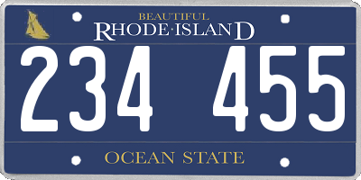 RI license plate 234455