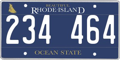 RI license plate 234464