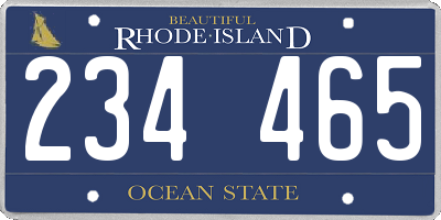 RI license plate 234465