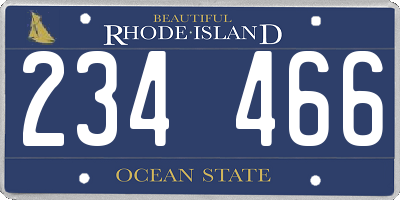 RI license plate 234466