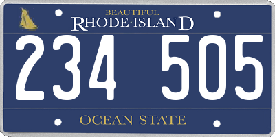 RI license plate 234505