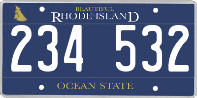 RI license plate 234532