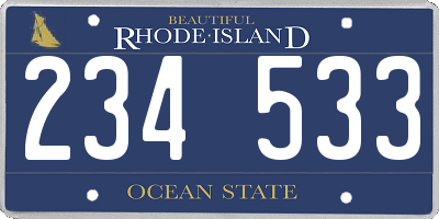 RI license plate 234533