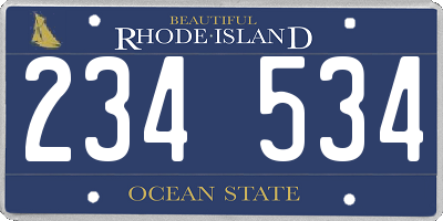 RI license plate 234534
