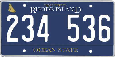 RI license plate 234536